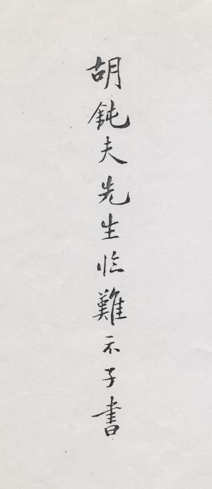 胡鈍夫（胡傳）先生臨難示子書