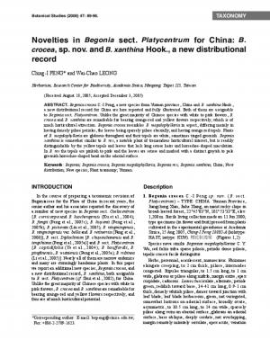 Novelties In Begonia Sect. Platycentrum For China: B. Crocea, Sp Nov ...