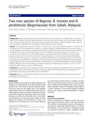 Two new species of Begonia, B. moneta and B. peridoticola (Begoniaceae) from Sabah, Malaysia