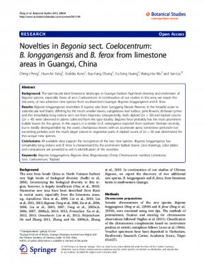 Novelties in Begonia sect. Coelocentrum: B. longgangensis and B. ferox from limestone areas in Guangxi, China