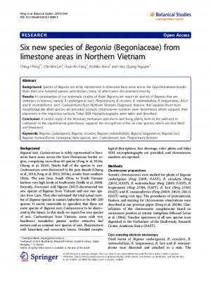 Six new species of Begonia (Begoniaceae) from limestone areas in Northern Vietnam