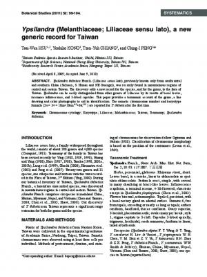 Ypsilandra (Melanthiaceae; Liliaceae sensu lato), a new generic record for Taiwan.