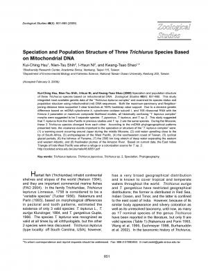 Speciation and population structure of three Trichiurus species based on mitochondrial DNA