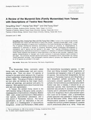 A review of the Muraenid eels (family Muraenidae) from Taiwan with descriptions of twelve new records