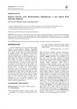 Begonia hosensis (sect. Reichenheimia, Begoniaceae), a new species from Sarawak, Malaysia